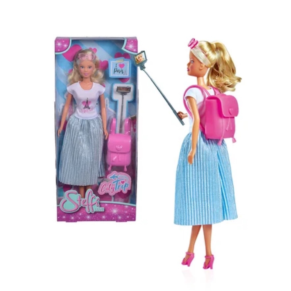 Steffi Love City Trip Blonde Doll With Selfie Stick & Backpack Set